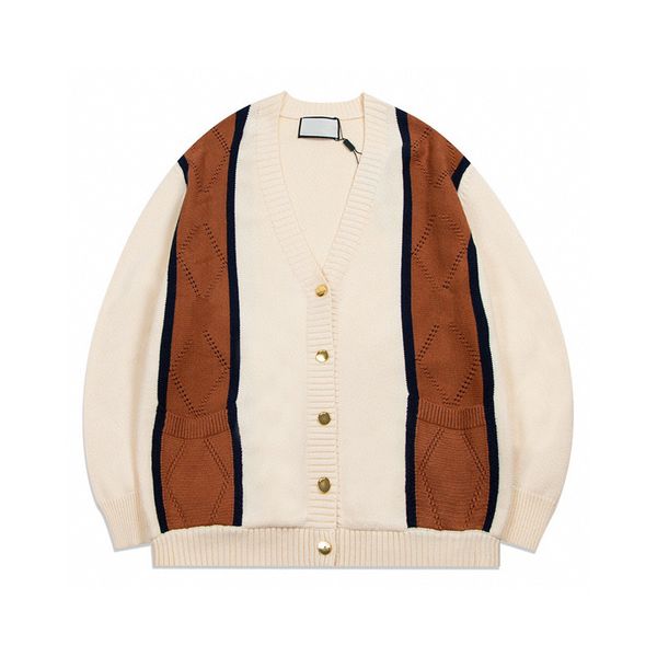 

autumn warm long sleeve sweaters men knitted cardigan coats letter hollowing out designer sweater jackets with tags, White;black