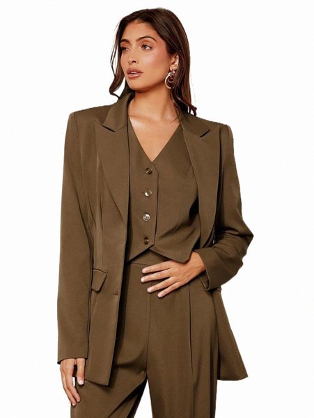 

women's two piece pants lapel neck flap detail blazer 476x#, White