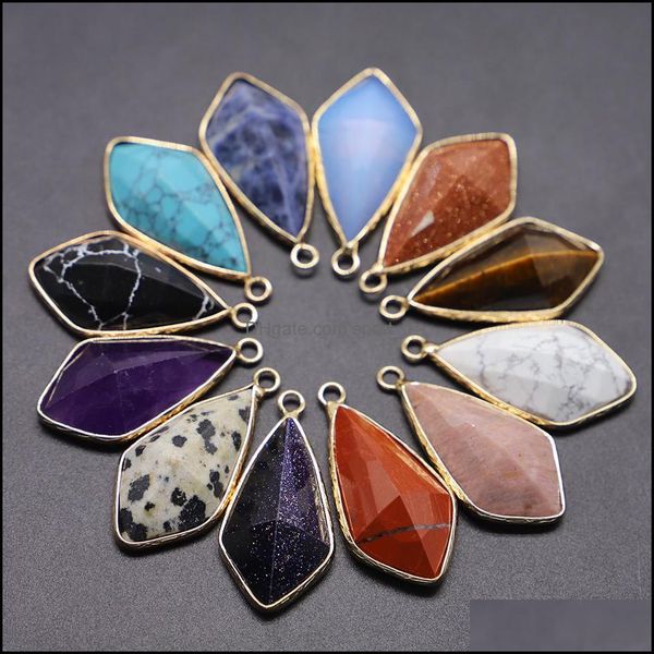 

charms natural stone pendants drop shape exquisite opal turquoise agates charms jewelry making diy necklace earrings accessori sport1 dhoct, Bronze;silver