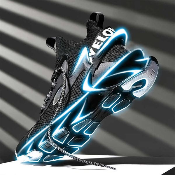 

blade-sharp shoes mens summer breathable sports black mesh flying woven 2021 new shock-absorbing running shoes versatile fashion shoes255j, Black;brown