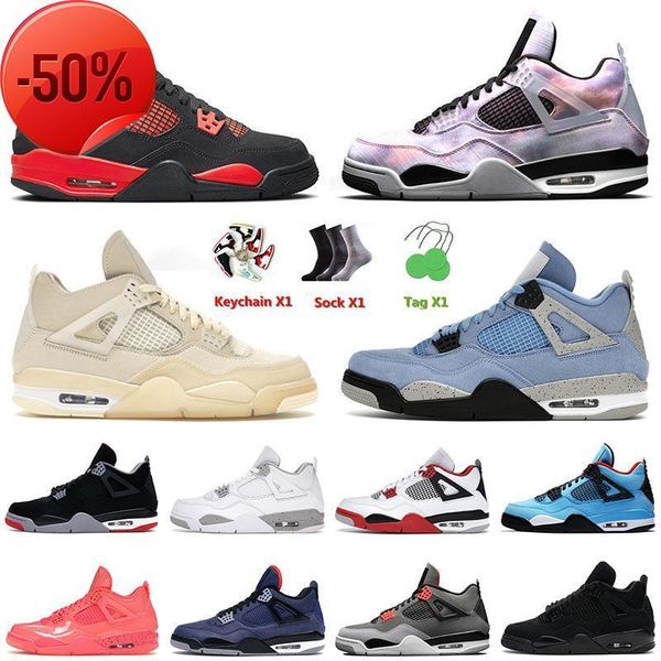 

boots 2022 arrival basketball shoes 4 4s vi zen master jumpman red thunder university blue sail off bred infrared white oreo mens women spor, Black