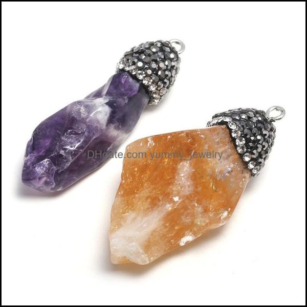 

pendant necklaces pendant necklaces natural stone gem crystal irregar amethyst citrine diamond handmade necklace accesso yummyjewelry dhztw, Silver