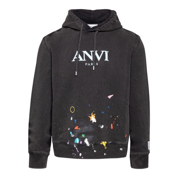 

2022 europe paris collaborate embroidery hoodie autumn winter splash ink painted vintage washed hoody fashion men women terry cotton pullove, Black;brown