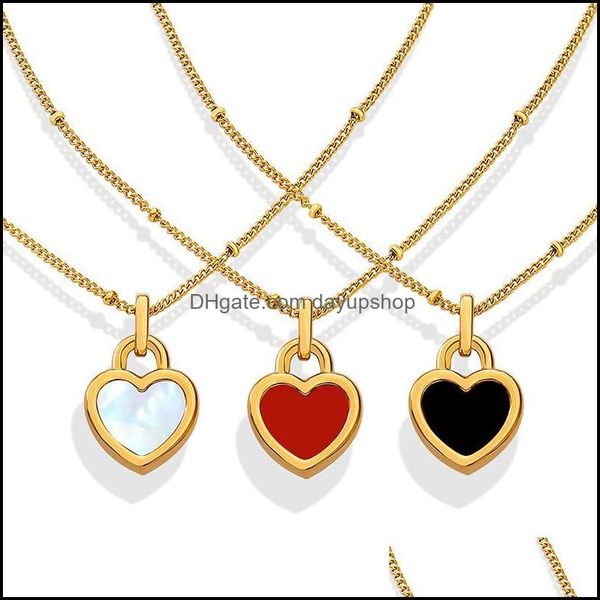 

pendant necklaces pendant necklaces titanium steel 18k gold two-color peach heart necklace seashell cream sweet style girl dayupshop dhax5, Silver