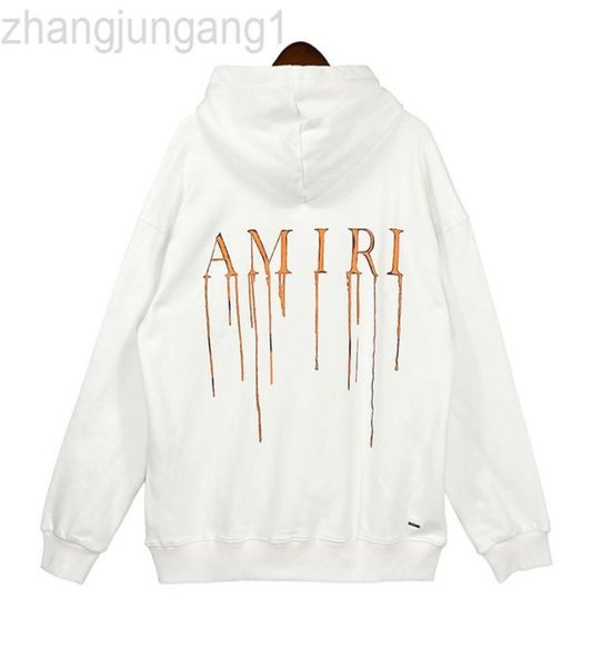 

22sss fashion designer fashion amirs hoodie hand drawn flow paint printing men and women's white, Black