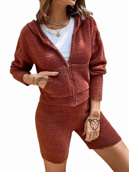 

women's sweaters drop shoulder hooded cardigan & knit shorts g9zr#, White;black