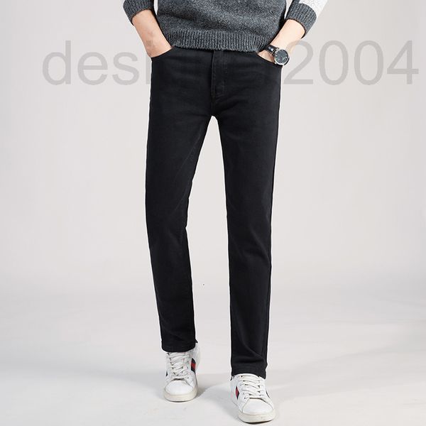 

men's jeans designer 2022 new summer pure black embroidered fashion slim fit feet elastic casual pants pio0, Blue