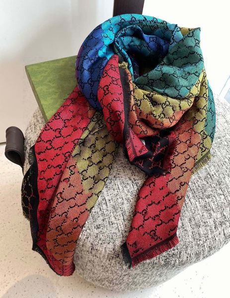 

scarf designer scarves womens luxury oversized color gradient classic letters check shawls and scarfs 4 colors optional, Blue;gray