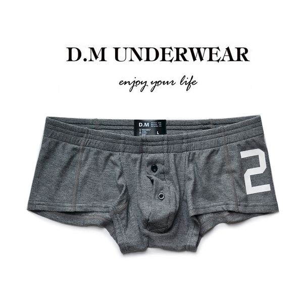 

underpants men's underwear solid color boxers button letter 20 thread cotton thick boxer panties men 220830, Black;white