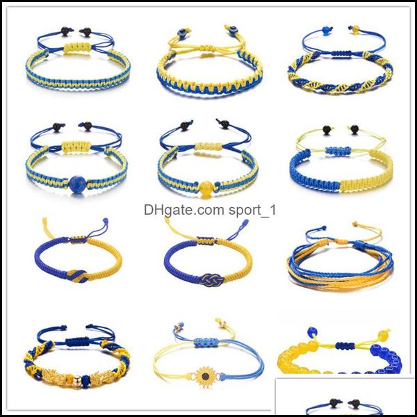 

charm bracelets charm yellow blue ukraine bracelets for women men handmade ukrainian flag color woven string bracelet new desi sport1 dhoef, Golden;silver