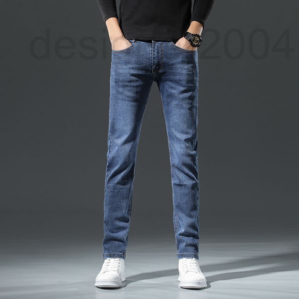 

men's jeans designer summer korean embroidered slim fitting feet elastic youth high-end brand pants jrsm, Blue