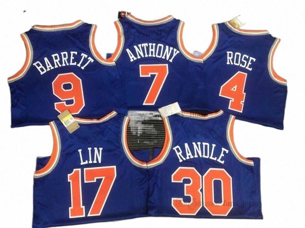 

basketball jerseys printed 75th city mens basketball jerseys derrick 4 rose 7 carmelo rj 9 barrett julius 30 randle 17 jeremy anthony lin co, Black;red