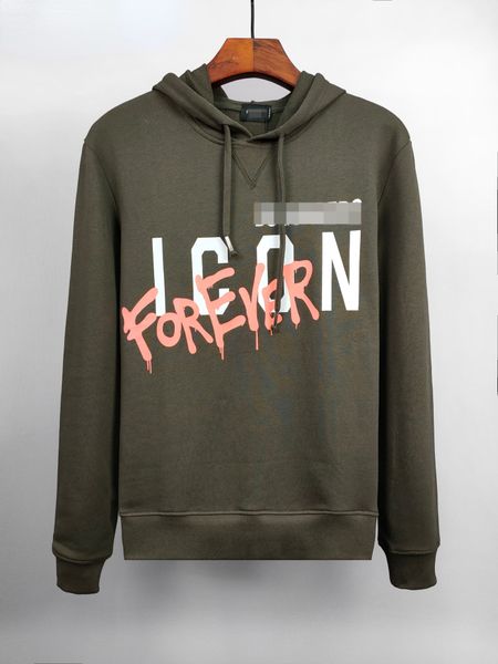 

men letter icon sweatshirt forever printing trend spring and autumn cotton hooded pullover ins, Black
