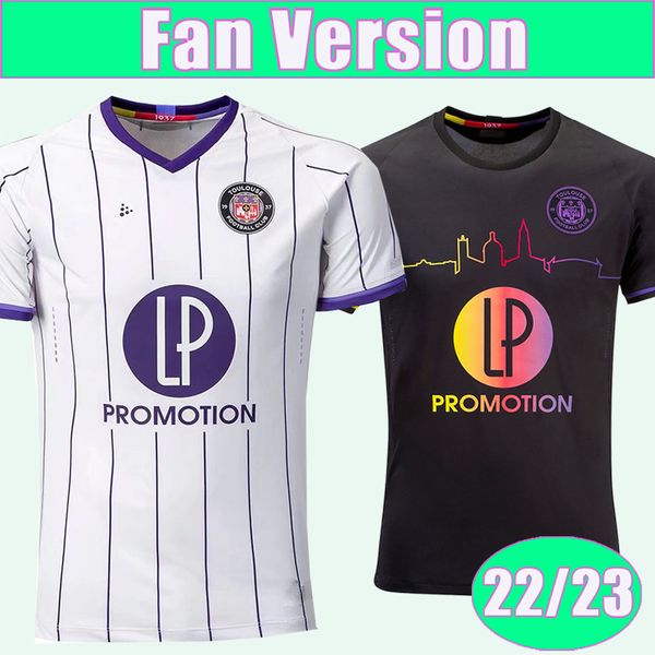 

22 23 toulouse healey costa mens soccer jerseys sylla spierings van den boomen dejaegere home away short sleeve football shirt, Black;yellow