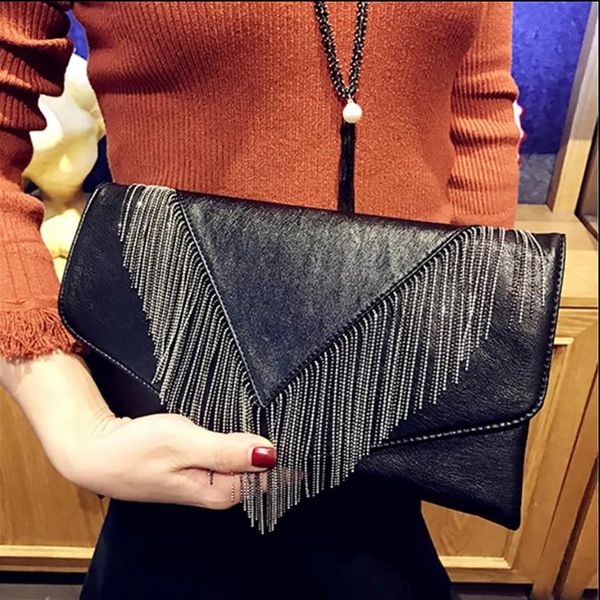 

sheepskin handbag women's dinner bags fashionable tassel leather single shoulder chain bag