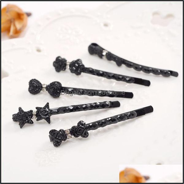 

hair clips barrettes good aandand black crystal hairpin bow hair ornaments clip folder banghua hand side water drill card fj191 mix dhnrv, Golden;silver