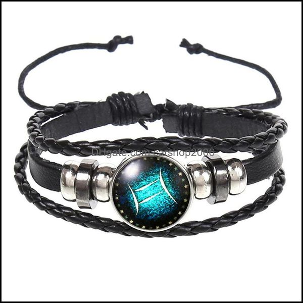 

charm bracelets fashion jewelry design twee constellations leather bracelets retro hand-woven beads diy zodiac bracelet for women m dhljx, Golden;silver