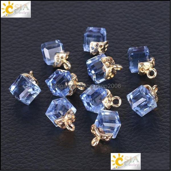 

charms csja 10pcs jewelry findings faceted cube glass loose beads 13 color square shape 2mm hole austrian crystal bead for bracelet d dhzym, Bronze;silver