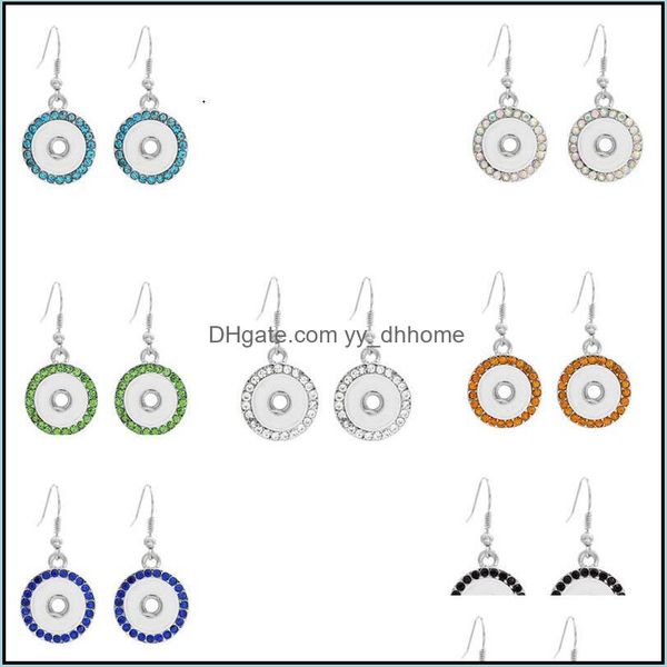 

dangle chandelier noosa metal crystal snap sier plated round womens trendy 7 colors drop earrings 12mm button vintage jewelry deliver dhzls, Silver