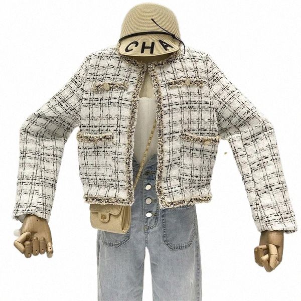 

women's jackets women's jackets women buttons pockets design tweed tassel plaid coats female autumn l02d#, Black;brown