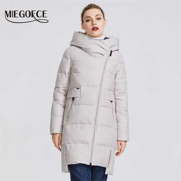 

women's down parkas miegofce winter collection warm jacket made with real bio parka women windproof standup collar hood coat 220831, Black