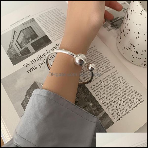 

bangle minimalist plated sier bangle bracelet trendy elegant charm glossy solid ball jewelry birthday gifts party accessorie lulubaby dhbgt, Black