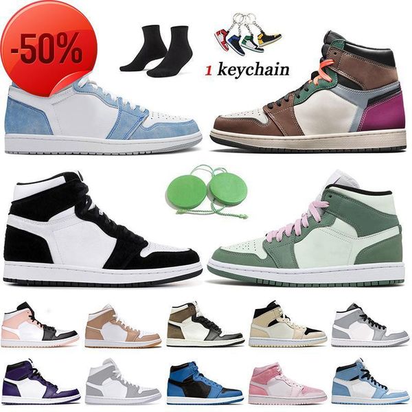 

boots high og women mens jumpman 1 1s basketball shoes hyper royal hand crafted twist dutch green white off crimson tint trainers tan gum ba, Black