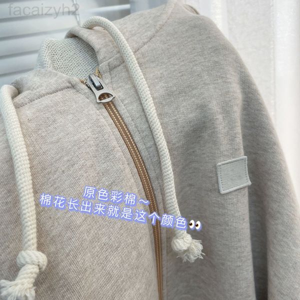 

women's hoodies & sweatshirts designer house classic smiling face organic cotton embroidery loose zipper drawstring sweater jacket fema, Black