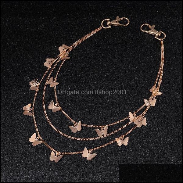 

keychains keychains punk street butterfly belt waist chain male women mti layer hiphop hook trousers jeans keychain pendan ffshop2001 dhmte, Silver