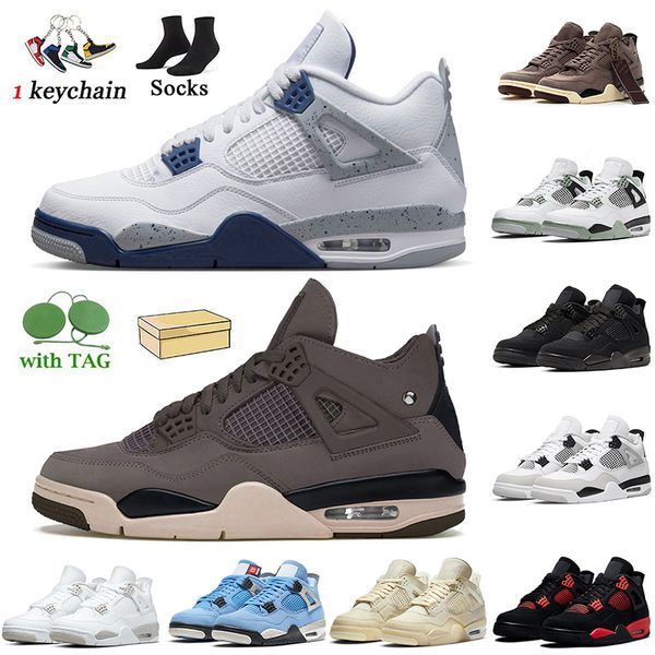 

2022 fashion women mens jumpman 4 basketball shoes 4s messy room a ma maniere midnight navy designer sneakers black cat sail red thunder cac, White;red