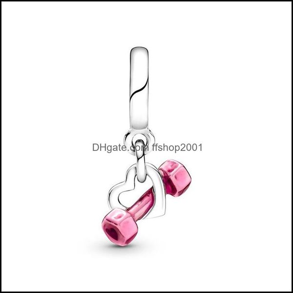 

silver plated sier dumbbells hearts pink enamel dangle charm bead bracelet beads for women jewelry making 2240 t2 drop deli ffshop2001 dhcsw, Black