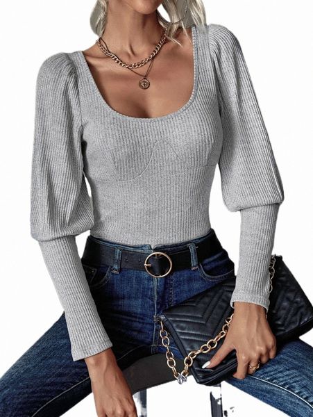 

women's t-shirt scoop neck gigot sleeve tee 2022 new 793p#, White