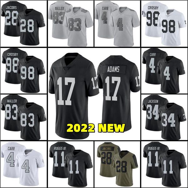 

davante adams football jersey darren waller derek carr maxx crosby chandler jones josh jacobs henry ruggs iii hunter renfrow bo jackson, Black;red