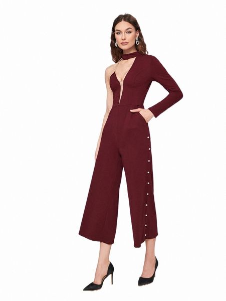 

women's jumpsuits & rompers x sara locci pearls beaded mesh insert asymmetrical neck jumpsuit w8z2#, Black;white
