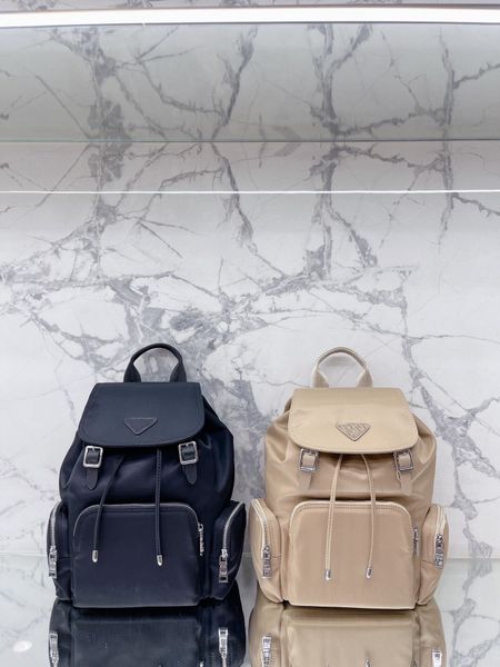 

luxury designer backpack women handbag crossbody bag tote travelling bags fashion canvas plain black drawstring triangle decoration handbags