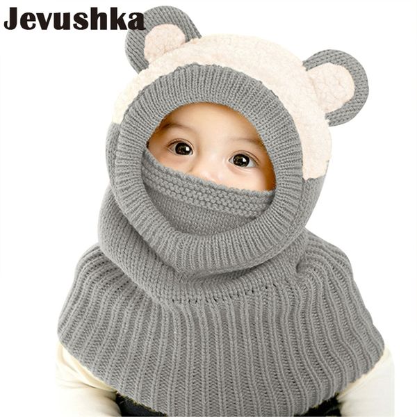 

caps hats baby winter warm lining neck girl and boy beanie kids with cartoon bear ear 220830, Yellow