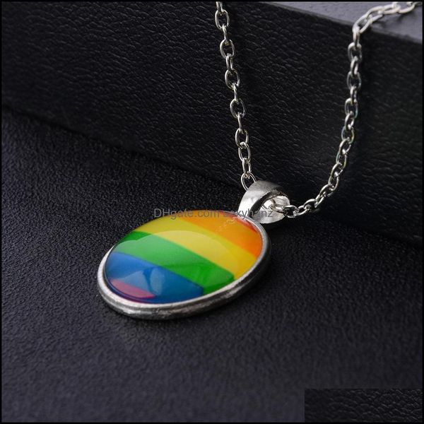 

pendant necklaces men women gay pride choker necklace rainbow flag lesbian lgbt love is glass pendants necklaces unique jewe sexyhanz dh0jr, Silver