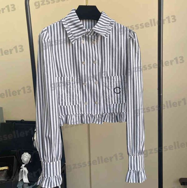 

luxury womens blouses cnl classic brand logo embroidery designer blouse fashion lapel long sleeve short shirt women clothing 0912, White