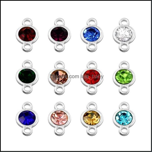 

charms 12pcs/lot 12 colors birthstone charms necklace pendant hang fit for chain diy jewelry 518 q2 drop delivery 2021 findin lulubaby dhufg, Bronze;silver