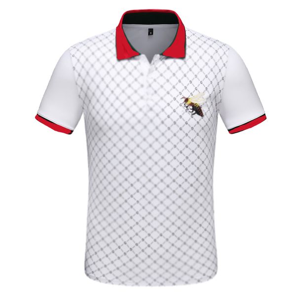 

polo shirts men's polos design double g summer bee green red business polo t shirt casual trees printed fashion men tees turn-down coll, White;black