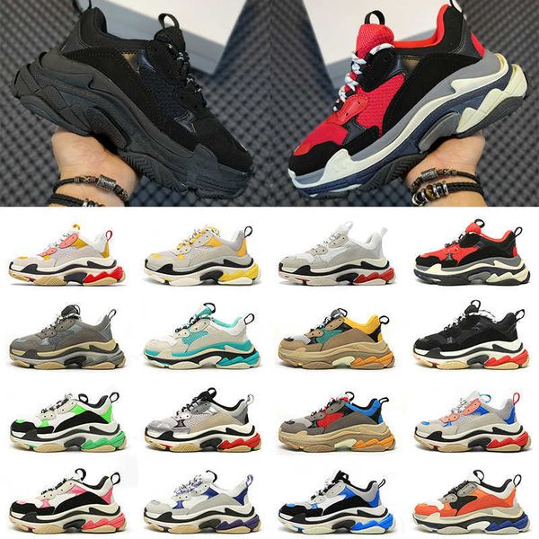 

walking triple s designer casual shoes platform men women sneakers black white grey red pink blue green yellow light tan oreo mens trainers