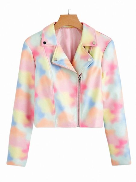 

women's jackets tie dye pu leather jacket 2022 new t2rh#, Black;brown