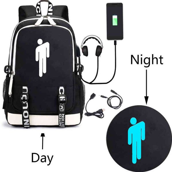 

school bags billie elish usb rechargeable backpack student schoolbag outdoor backpack 220831