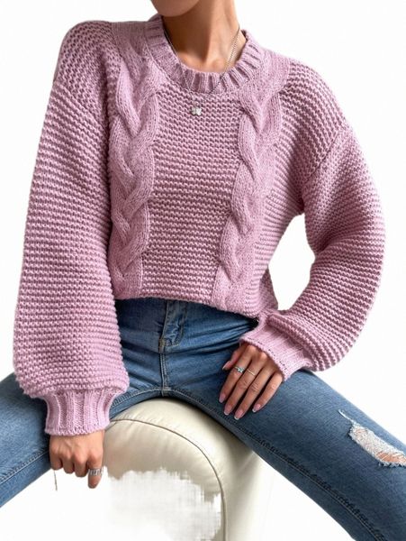 

women's sweaters cable knit lantern sleeve sweater 59l6#, White;black