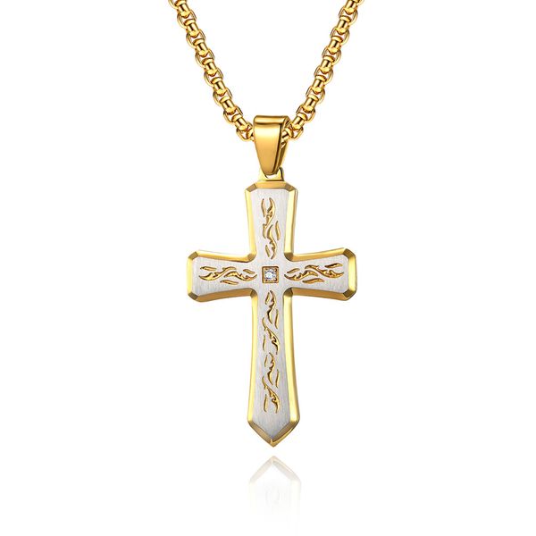 

new style 316 stainless steel pendants three color titanium cross religious men's necklaces & pendants, Silver