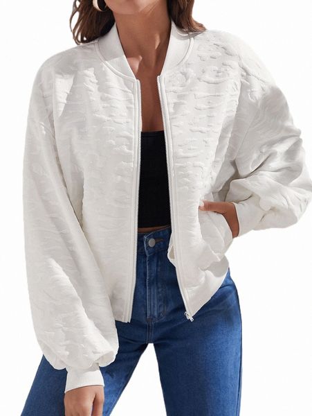 

women's jackets drop shoulder textured bomber jacket 483k#, Black;brown