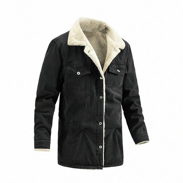 

men's jackets men's jackets long denim jacket sleeve fleece warm coat casual solid color button coats with pocket a9dk#, Black;brown