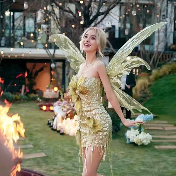 

casual dresses designer 2022 summer new angelbaby with the same forest style dress fairy butterfly transparent fairy wings jumpsuit skirt ha, Black;gray