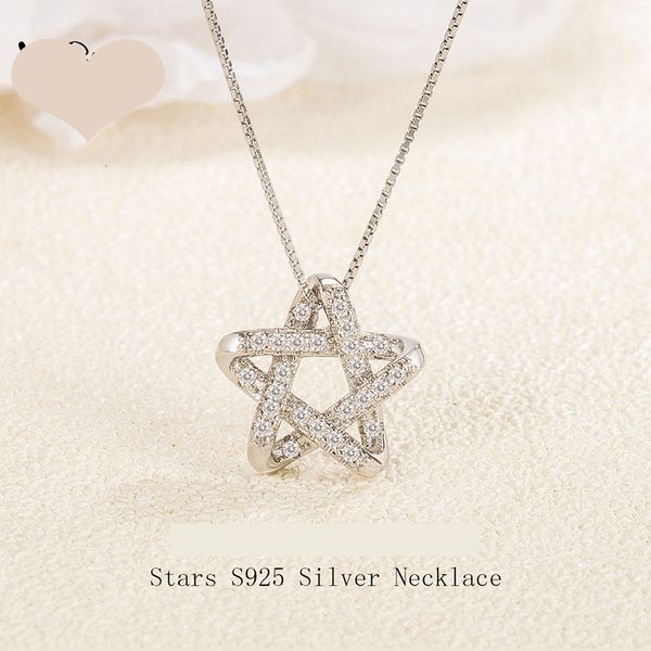

925 silver pendant necklace pentagram sweater clavicle chain designer jewelry