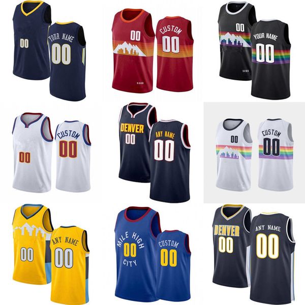 

basketball jerseys 75th custom mens womens denver''nuggets''allen 3 iverson petr 21 cornelie alex 2 english dikembe 55 m, Black;red
